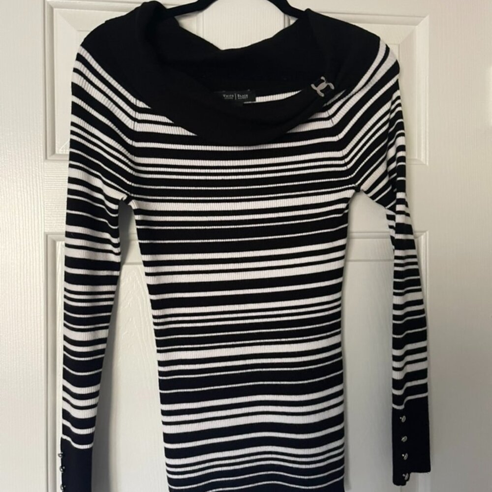 WHBM Long Sleeve Striped Sweater Black and White Size M